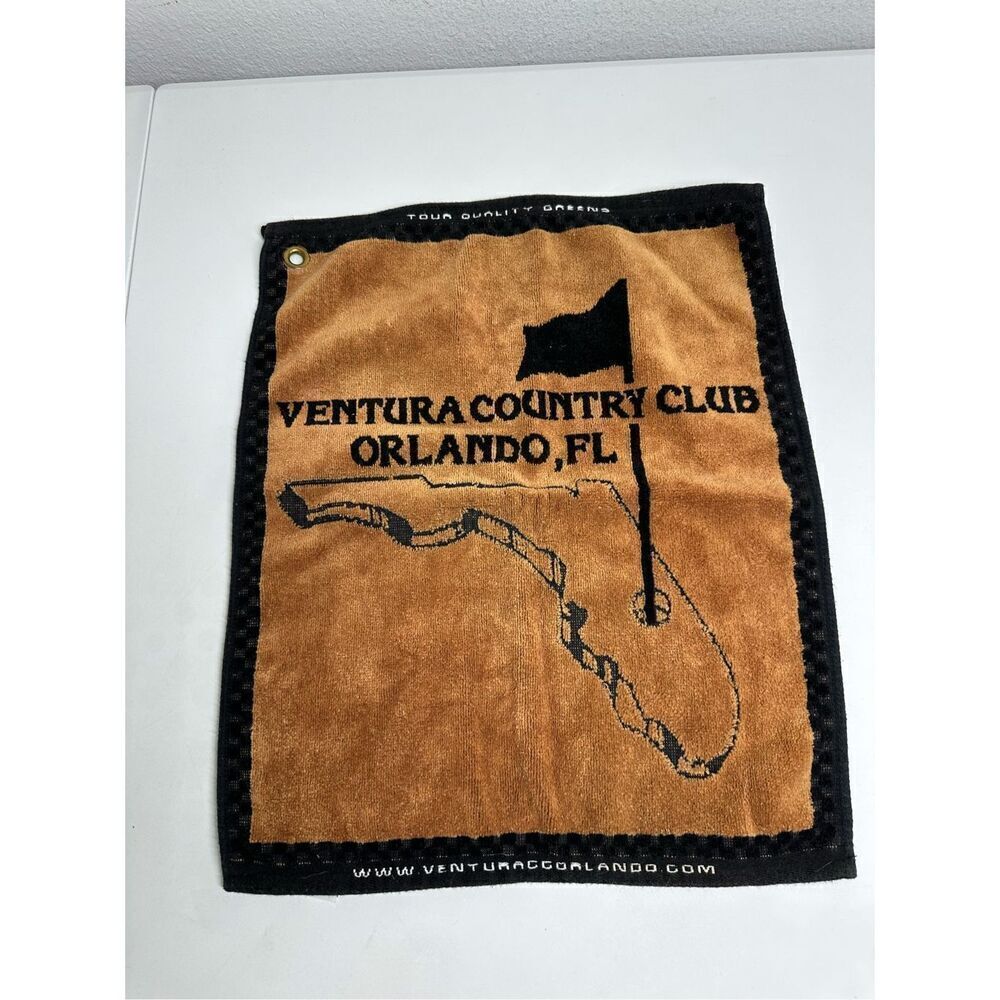 Golf Towel VTG Ventura Country Club Orlando FL Cotton Mobil Pro Shop Made in USA